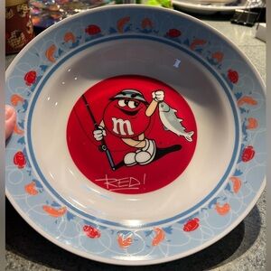 M&M's Fishing Theme Bowl - Red and Blue-Vintage